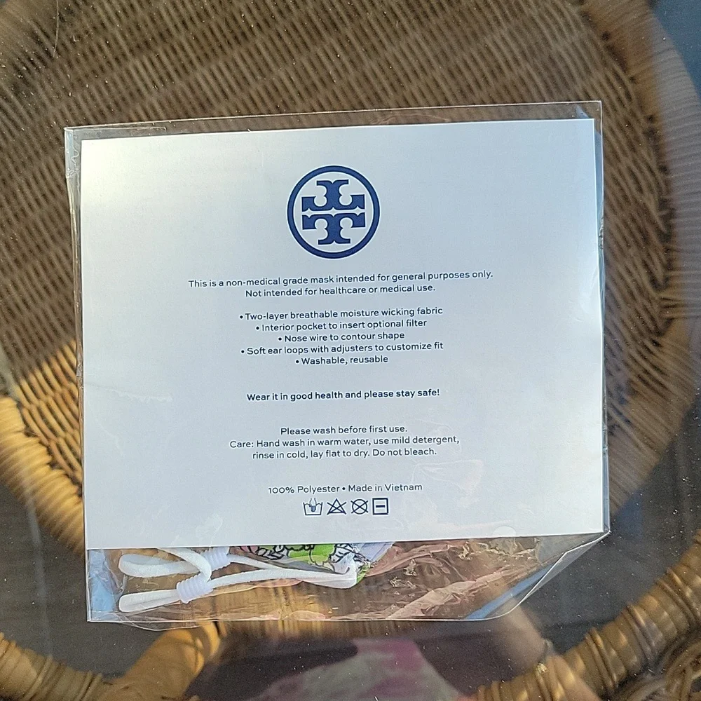 Tory Burch power blue floral face mask